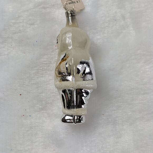 Vtg Mercury Glass Christmas Ornament Eskimo Inuit Czech Mouth Blown Original Tag - Picture 2 of 11